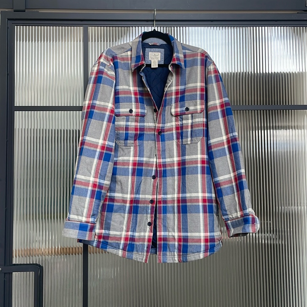 LL Bean Slightly Fitted PrimeLoft-lined Flannel Jacket